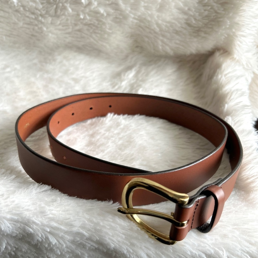 J. Crew Brown Leather Belt with Gold Buckle - Picture 3 of 9